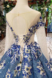 Gorgeous Ball Gown Sheer Neck Long Sleeves Lace up Sequins Appliques Quinceanera Dresses RJS970 Rjerdress