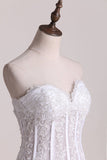 Gorgeous Bridal Dresses A-Line Sweetheart See Through Floor-Length Tulle With Pearls Lace Up Rjerdress