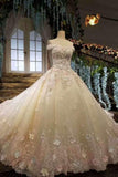Gorgeous Bridal Dresses Lace Up Off The Shoulder With Appliques And Handmade Flowers Rjerdress