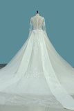 Gorgeous Bridal Dresses Scoop Tulle With Beadings Zipper Back Royal Train Rjerdress