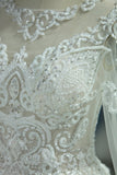 Gorgeous Bridal Dresses Scoop Tulle With Beadings Zipper Back Royal Train Rjerdress