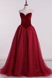 Gorgeous Engagement Sweetheart Velvet Tulle Ball Gown Burgundy Quinceneara Dresses RJS386 Rjerdress