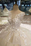 Gorgeous Handmade Flower Tulle Bridal Dresses A Line With Beads Rhinestones Rjerdress