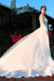 Gorgeous Long Sleeves Long Wedding Dresses, V Neck Long Bride Dresses