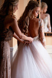 Gorgeous Long Sleeves Sweetheart Wedding Dresses With Applique Rjerdress