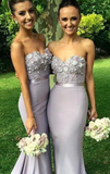 Gorgeous Mermaid Long Strapless Bridesmaid Dress with Appliques Rjerdress