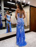Gorgeous Mermaid Spaghetti Straps Split Prom Dress With Appliques Rjerdress