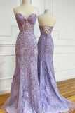 Gorgeous Pink Lace Long Sweetheart Sleeveless Mermaid Appliques Prom Dresses Rjerdress