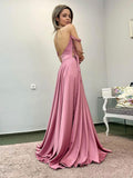 Gorgeous Pink Off-the-Shoulder Floor-Length Satin Sweetheart Long Backless Prom Dresses rjs374 Rjerdress