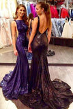 Gorgeous Sexy Scoop Neckline Backless Long Mermaid Sequin Prom Dresses Rrjs683