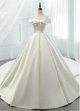 Gorgeous Strapless Ball Gown Long Wedding Dresses, Off The Shoulder Bridal Dresses