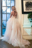 Gorgeous Sweetheart Backless A Line Strapless Tulle Long Elegant Wedding Dresses Rjerdress