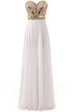 Gorgeous Sweetheart Beaded Chiffon Floor-Length Strapless Long Prom Dresses RJS140