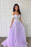 Gorgeous Tulle Prom Dresses Off The Shoulder With Appliques Rjerdress