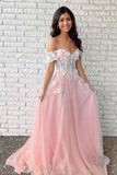 Gorgeous Tulle Prom Dresses Off The Shoulder With Appliques Rjerdress