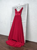 Gorgeous Tulle Red Off the Shoulder Sweetheart A-Line Lace up Wedding Dresses UK RJS498 Rjerdress