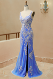 Gorgeous Mermaid Spaghetti Straps Split Prom Dress With Appliques
