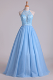 Halter A Line/Princess Party Dresses With Long Tulle Skirt