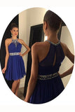 Halter Homecoming Dresses A Line Chiffon With Ruffles And Beads Rjerdress