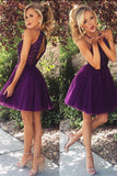 Halter Homecoming Dresses A-Line Tulle Short/Mini Beaded Bodice Rjerdress