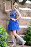 Halter Homecoming Dresses Two-Piece Tulle Short/Mini Beaded Bodice Rjerdress
