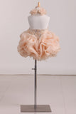 Halter Organza With Beading Flower Girl Dresses Ball Gown Knee Length Rjerdress