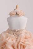 Halter Organza With Beading Flower Girl Dresses Ball Gown Knee Length Rjerdress