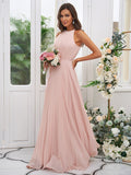 Halter Ruched Bodice Bridesmaid Dresses A Line Chiffon Floor Length Rjerdress