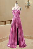 Halter Satin Sleeveless Prom Dress, A Line Simple Long Formal Dresses