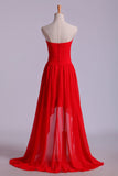 High Low Sweetheart A Line Pleated Bodice Flowing Chiffon Prom Dress Rjerdress