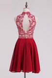 High Neck Hoco Dresses A Line Chiffon With Beading Rjerdress