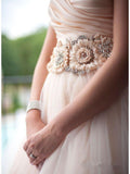 High Quality Ball Gown Ruffles Pink Sweetheart Wedding Dress Waist with Handmade Flowers Rjerdress