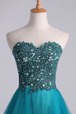 Hoco Dress Sweetheart A Line With Applique And Beads Rjerdress