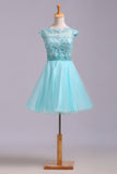 Hoco Dresses A Line Scoop Short/Mini Tulle&Lace Rjerdress