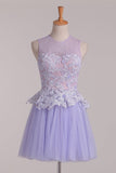 Hoco Dresses A Line Scoop With Applique Tulle & Lace Short/Mini Rjerdress