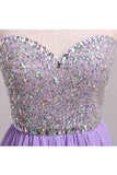 Hoco Dresses A Line Short/Mini Sweetheart Chiffon With Beads Color Lilac Rjerdress