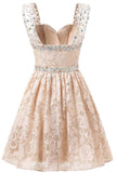 Hoco Dresses A Line Straps Lace With Beading Short/Mini Rjerdress