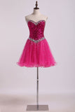 Hoco Dresses A Line Sweetheart Short/Mini With Beading