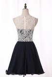 Hoco Dresses Scoop A Line Chiffon & Lace Short/Mini Rjerdress