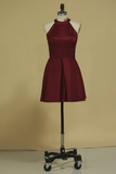Hoco Dresses Scoop A Line Elastic Satin Short/Mini Rjerdress