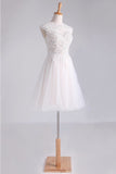 Hoco Dresses Scoop Short/Mini A Line Tulle With Applique And Beading Rjerdress