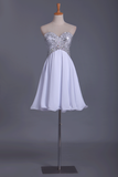 Hoco Dresses Sweetheart A Line Sequined Bodice Chiffon Short/Mini