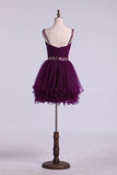 Hoco Dresses Sweetheart Tulle With Ruffles And Beading Mini Rjerdress