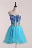 Hoco Dresses Sweetheart With Rhinestones Tulle A Line