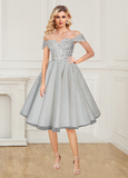 Homecoming Dresses A-Line Off-The-Shoulder Lace Applique Rjerdress