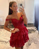 Homecoming Dresses A Line Off The Shoulder Lace With Applique Rjerdress