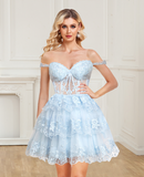 Homecoming Dresses A Line Off The Shoulder Lace With Applique