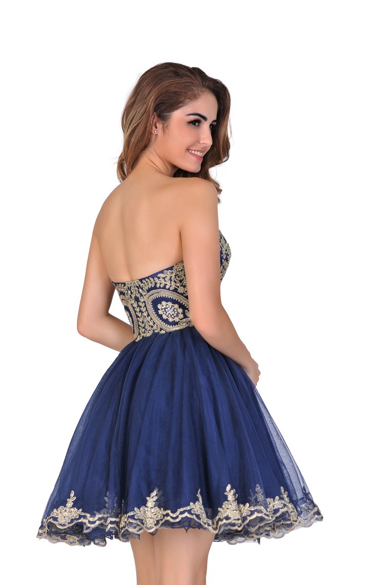 Homecoming Dresses A Line/Princess Sweetheart Tulle With Applique Rjerdress