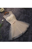 Homecoming Dresses A Line Scoop Tulle With Handmade Flowers Short/Mini Rjerdress