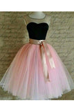 Homecoming Dresses A Line Scoop With Sash/Ribbon Knee Length Tulle Skirt Rjerdress